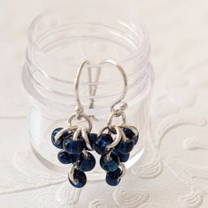 Micromaille Sterling Silver and Czech glass earrings. Artisan Handmade